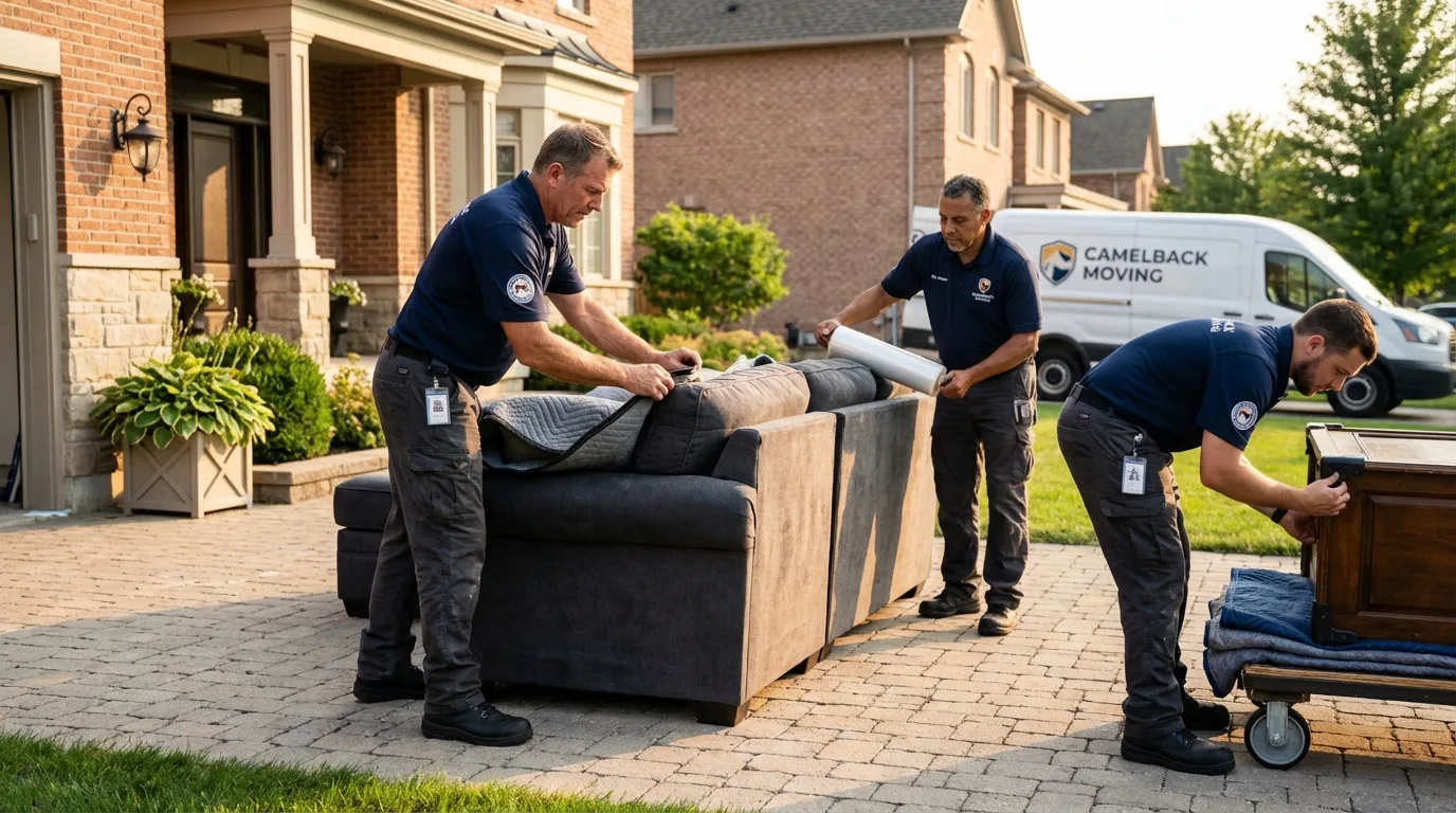 Large estate moving crew wrapping furniture in Poseyville, IN